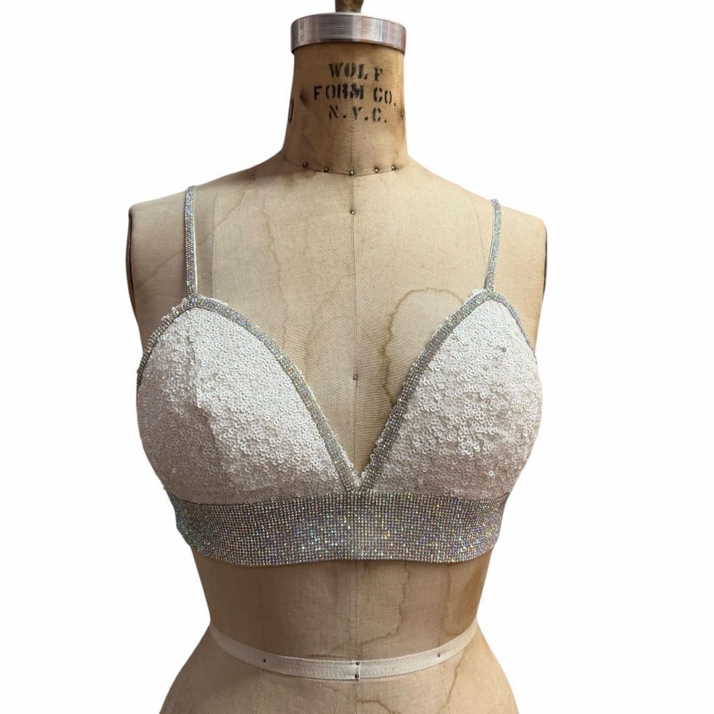 BANJUL Sequined Rhinestone Bralette Top size S/M